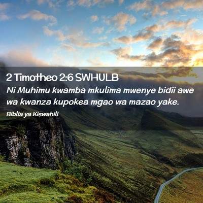 Picture 02 - 2 Timotheo 2:6 SWHULB - Ni Muhimu kwamba mkulima mwenye bidii awe wa - Bible Verse Picture