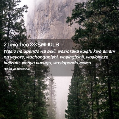 Picture 02 - 2 Timotheo 3:3 SWHULB - Wasio na upendo wa asili, wasiotaka kuishi kwa - Bible Verse Picture