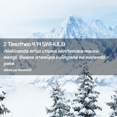 Picture 02 - 2 Timotheo 4:14 SWHULB - Alekizanda mfua chuma alinitendea maovu mengi. - Bible Verse Picture