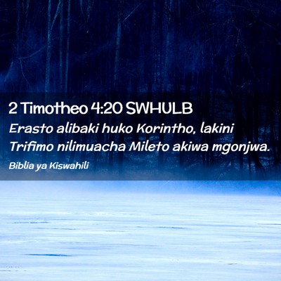 Picture 02 - 2 Timotheo 4:20 SWHULB - Erasto alibaki huko Korintho, lakini Trifimo - Bible Verse Picture
