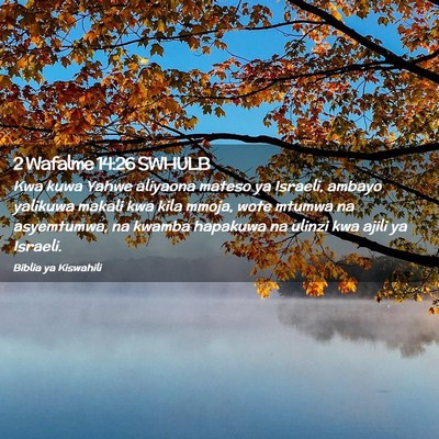 Picture 02 - 2 Wafalme 14:26 SWHULB - Kwa kuwa Yahwe aliyaona mateso ya Israeli, ambayo - Bible Verse Picture
