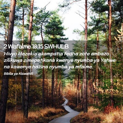 Picture 02 - 2 Wafalme 18:15 SWHULB - Hivyo Hezekia akampatia fedha zote ambazo - Bible Verse Picture