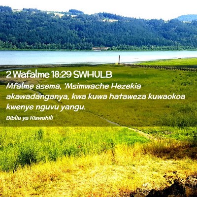 Picture 02 - 2 Wafalme 18:29 SWHULB - Mfalme asema, 'Msimwache Hezekia akawadanganya, - Bible Verse Picture