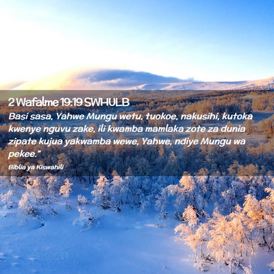 Picture 02 - 2 Wafalme 19:19 SWHULB - Basi sasa, Yahwe Mungu wetu, tuokoe, nakusihi, - Bible Verse Picture