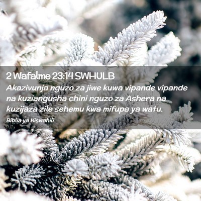 Picture 02 - 2 Wafalme 23:14 SWHULB - Akazivunja nguzo za jiwe kuwa vipande vipande na - Bible Verse Picture