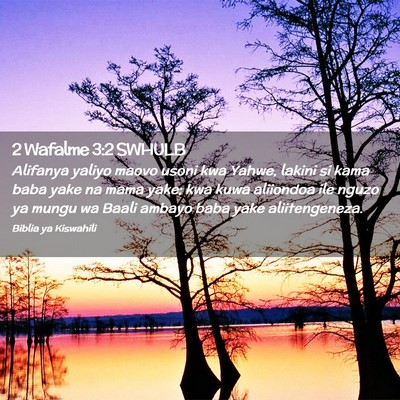 Picture 02 - 2 Wafalme 3:2 SWHULB - Alifanya yaliyo maovo usoni kwa Yahwe, lakini si - Bible Verse Picture