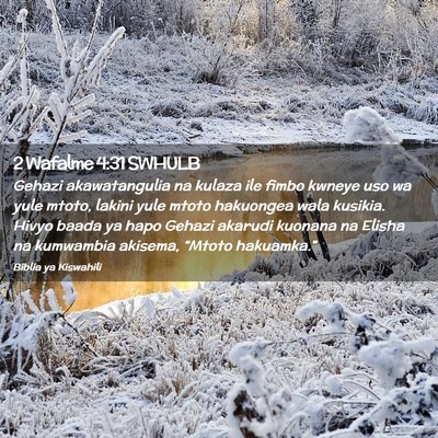 Picture 02 - 2 Wafalme 4:31 SWHULB - Gehazi akawatangulia na kulaza ile fimbo kwneye - Bible Verse Picture