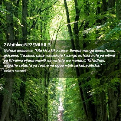 Picture 02 - 2 Wafalme 5:22 SWHULB - Gehazi akasema, “kila kitu kiko sawa. Bwana - Bible Verse Picture
