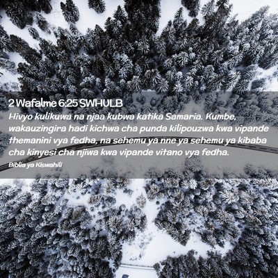 Picture 02 - 2 Wafalme 6:25 SWHULB - Hivyo kulikuwa na njaa kubwa katika Samaria. - Bible Verse Picture