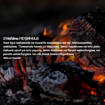 Picture 02 - 2 Wafalme 7:10 SWHULB - Kwa hiyo wakaenda na kuwaita mabawabu wa mji. - Bible Verse Picture