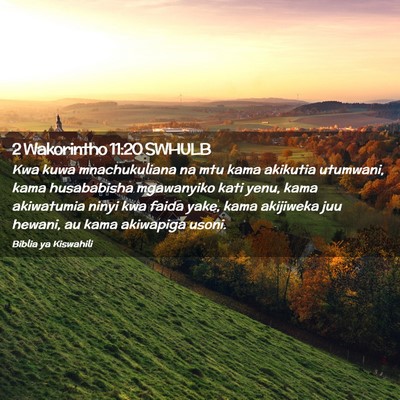 Picture 02 - 2 Wakorintho 11:20 SWHULB - Kwa kuwa mnachukuliana na mtu kama akikutia - Bible Verse Picture