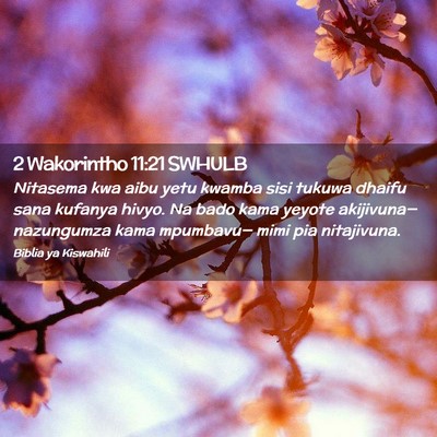 Picture 02 - 2 Wakorintho 11:21 SWHULB - Nitasema kwa aibu yetu kwamba sisi tukuwa dhaifu - Bible Verse Picture