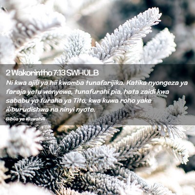 Picture 02 - 2 Wakorintho 7:13 SWHULB - Ni kwa ajili ya hii kwamba tunafarijika. Katika - Bible Verse Picture