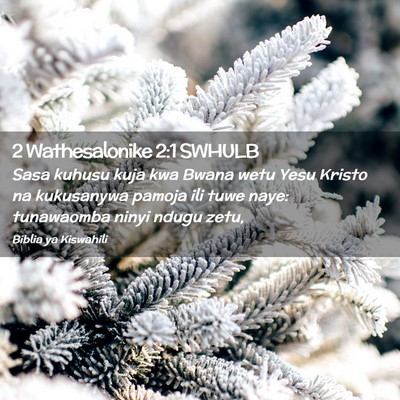 Picture 02 - 2 Wathesalonike 2:1 SWHULB - Sasa kuhusu kuja kwa Bwana wetu Yesu Kristo na - Bible Verse Picture