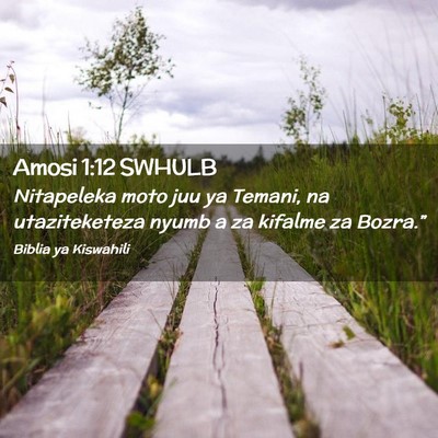 Picture 02 - Amosi 1:12 SWHULB - Nitapeleka moto juu ya Temani, na utaziteketeza - Bible Verse Picture