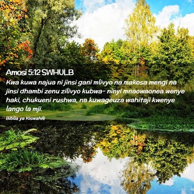 Picture 02 - Amosi 5:12 SWHULB - Kwa kuwa najua ni jinsi gani mlivyo na makosa - Bible Verse Picture
