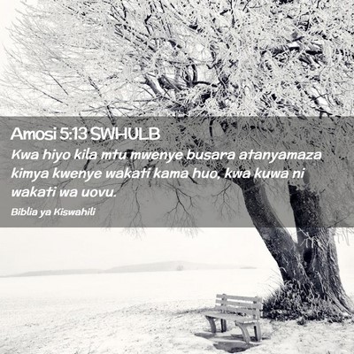 Picture 02 - Amosi 5:13 SWHULB - Kwa hiyo kila mtu mwenye busara atanyamaza kimya - Bible Verse Picture