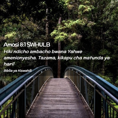 Picture 02 - Amosi 8:1 SWHULB - Hiki ndicho ambacho bwana Yahwe amenionyesha. - Bible Verse Picture