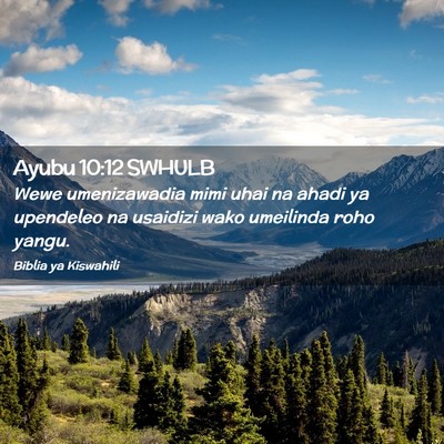 Picture 02 - Ayubu 10:12 SWHULB - Wewe umenizawadia mimi uhai na ahadi ya upendeleo - Bible Verse Picture