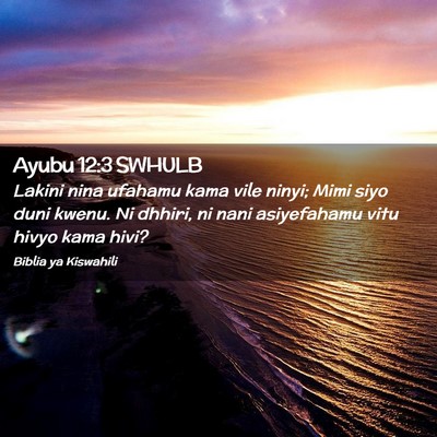 Picture 02 - Ayubu 12:3 SWHULB - Lakini nina ufahamu kama vile ninyi; Mimi siyo - Bible Verse Picture