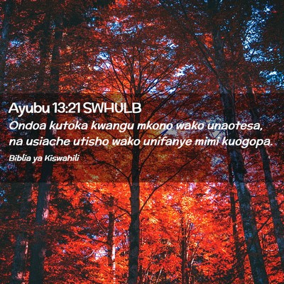 Picture 02 - Ayubu 13:21 SWHULB - Ondoa kutoka kwangu mkono wako unaotesa, na - Bible Verse Picture