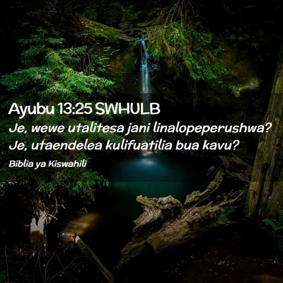 Picture 02 - Ayubu 13:25 SWHULB - Je, wewe utalitesa jani linalopeperushwa? Je, - Bible Verse Picture