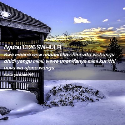 Picture 02 - Ayubu 13:26 SWHULB - Kwa maana wew unaandika chini vitu vichungu dhidi - Bible Verse Picture