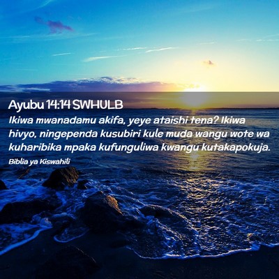Picture 02 - Ayubu 14:14 SWHULB - Ikiwa mwanadamu akifa, yeye ataishi tena? Ikiwa - Bible Verse Picture