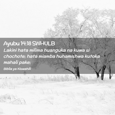 Picture 02 - Ayubu 14:18 SWHULB - Lakini hata milima huanguka na kuwa si chochote; - Bible Verse Picture