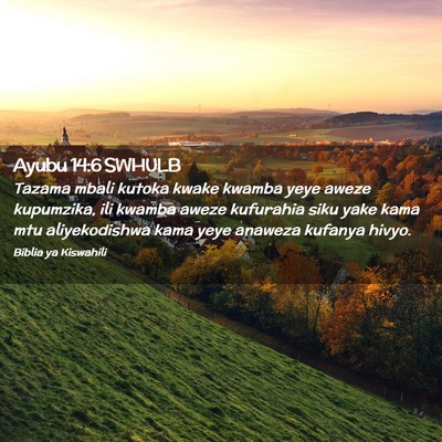 Picture 02 - Ayubu 14:6 SWHULB - Tazama mbali kutoka kwake kwamba yeye aweze - Bible Verse Picture