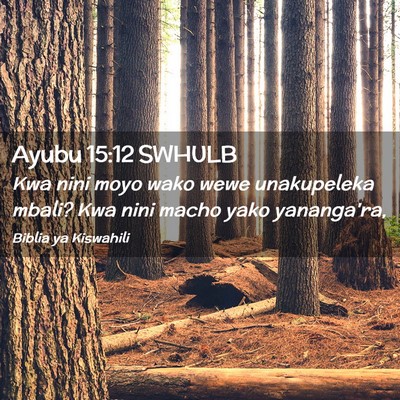 Picture 02 - Ayubu 15:12 SWHULB - Kwa nini moyo wako wewe unakupeleka mbali? Kwa - Bible Verse Picture