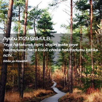 Picture 02 - Ayubu 15:29 SWHULB - Yeye hatakuwa tajiri; utajiri wake yeye - Bible Verse Picture