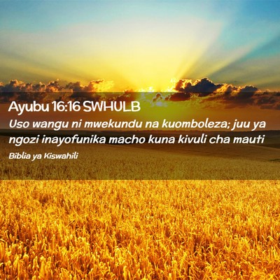 Picture 02 - Ayubu 16:16 SWHULB - Uso wangu ni mwekundu na kuomboleza; juu ya ngozi - Bible Verse Picture