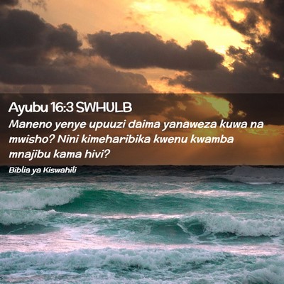 Picture 02 - Ayubu 16:3 SWHULB - Maneno yenye upuuzi daima yanaweza kuwa na - Bible Verse Picture
