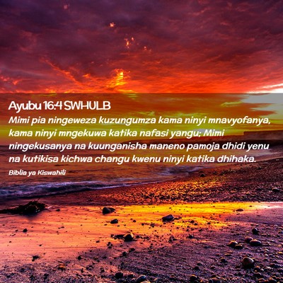 Picture 02 - Ayubu 16:4 SWHULB - Mimi pia ningeweza kuzungumza kama ninyi - Bible Verse Picture