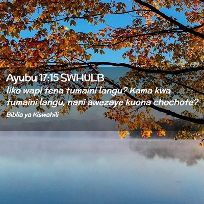 Picture 02 - Ayubu 17:15 SWHULB - liko wapi tena tumaini langu? Kama kwa tumaini - Bible Verse Picture