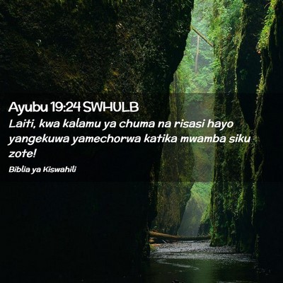Picture 02 - Ayubu 19:24 SWHULB - Laiti, kwa kalamu ya chuma na risasi hayo - Bible Verse Picture