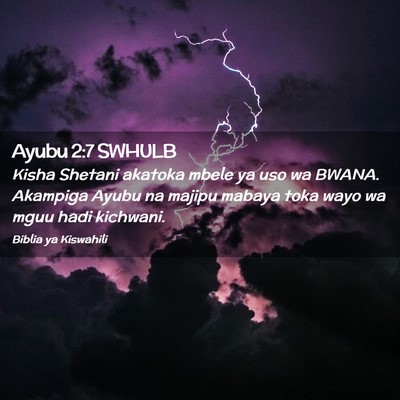 Picture 02 - Ayubu 2:7 SWHULB - Kisha Shetani akatoka mbele ya uso wa BWANA. - Bible Verse Picture