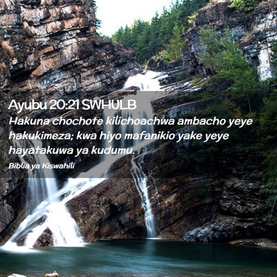 Picture 02 - Ayubu 20:21 SWHULB - Hakuna chochote kilichoachwa ambacho yeye - Bible Verse Picture