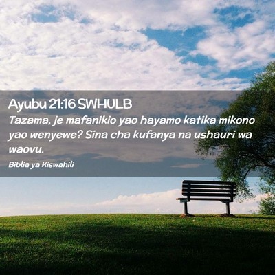 Picture 02 - Ayubu 21:16 SWHULB - Tazama, je mafanikio yao hayamo katika mikono yao - Bible Verse Picture