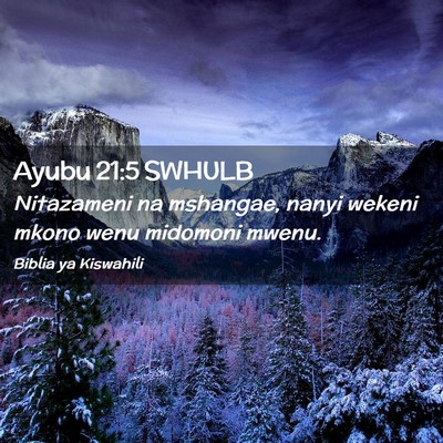 Picture 02 - Ayubu 21:5 SWHULB - Nitazameni na mshangae, nanyi wekeni mkono wenu - Bible Verse Picture