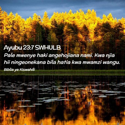 Picture 02 - Ayubu 23:7 SWHULB - Pale mwenye haki angehojiana nami. Kwa njia hii - Bible Verse Picture