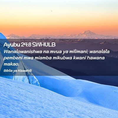 Picture 02 - Ayubu 24:8 SWHULB - Wanalowanishwa na mvua ya milimani; wanalala - Bible Verse Picture