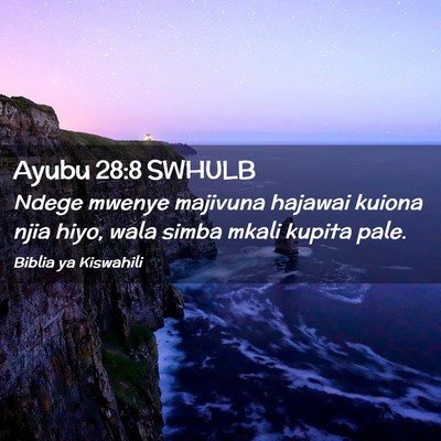 Picture 02 - Ayubu 28:8 SWHULB - Ndege mwenye majivuna hajawai kuiona njia hiyo, - Bible Verse Picture