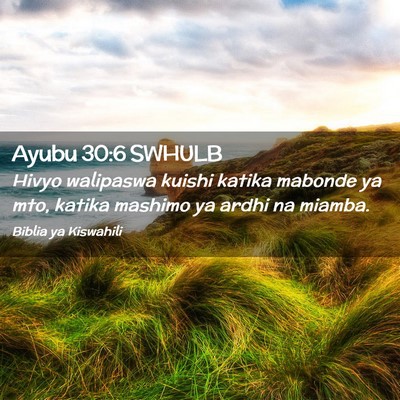 Picture 02 - Ayubu 30:6 SWHULB - Hivyo walipaswa kuishi katika mabonde ya mto, - Bible Verse Picture