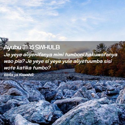 Picture 02 - Ayubu 31:15 SWHULB - Je yeye aliyenifanya mimi tumboni hakuwafanya wao - Bible Verse Picture