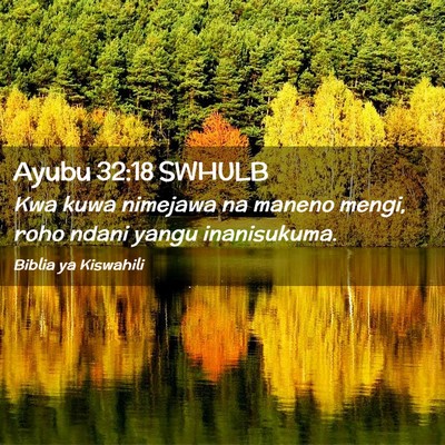 Picture 02 - Ayubu 32:18 SWHULB - Kwa kuwa nimejawa na maneno mengi, roho ndani - Bible Verse Picture