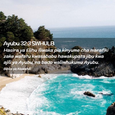 Picture 02 - Ayubu 32:3 SWHULB - Hasira ya Elihu iliwaka pia kinyume cha marafiki - Bible Verse Picture