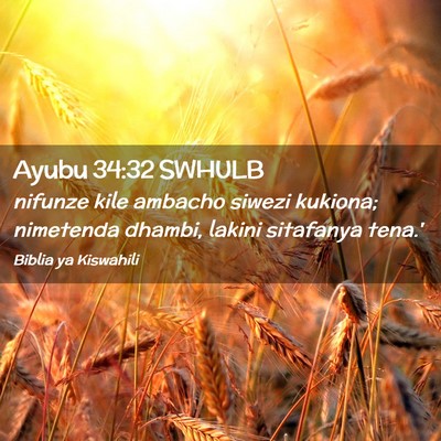 Picture 02 - Ayubu 34:32 SWHULB - nifunze kile ambacho siwezi kukiona; nimetenda - Bible Verse Picture