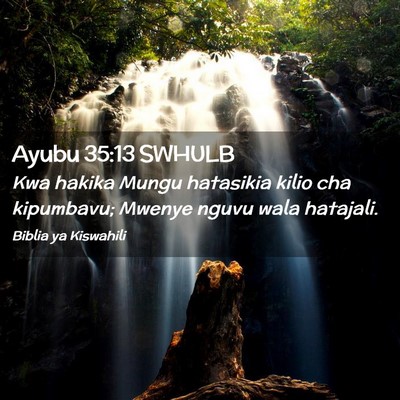 Picture 02 - Ayubu 35:13 SWHULB - Kwa hakika Mungu hatasikia kilio cha kipumbavu; - Bible Verse Picture